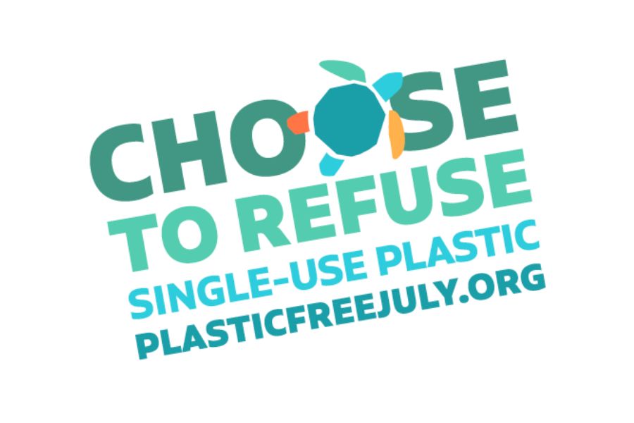 A graphic reading 'Choose to refuse single-use-plastic.'