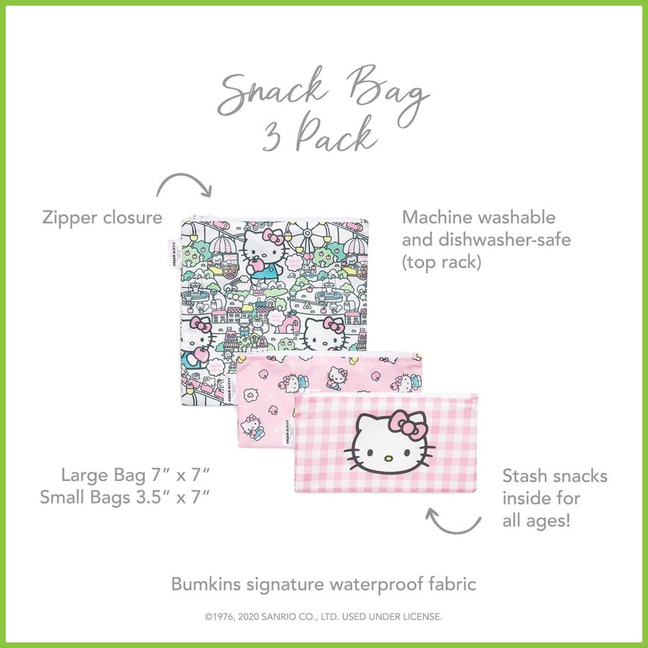 Hello Kitty Reusable Snack Bags 3 Pack Bumkins Reuseful NZ