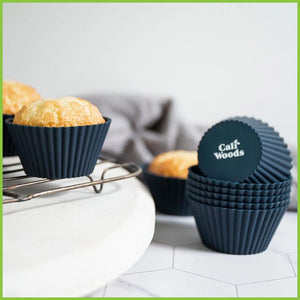 A close up of some reusable silicone muffin liners.