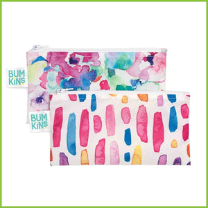 Two Bumkins snack bags - both with pink watercolour designs.
