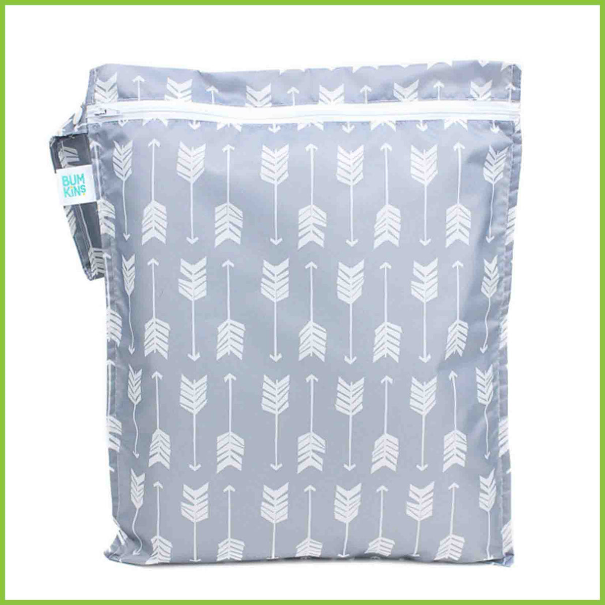 A Bumkins wet bag with an Arrows print.