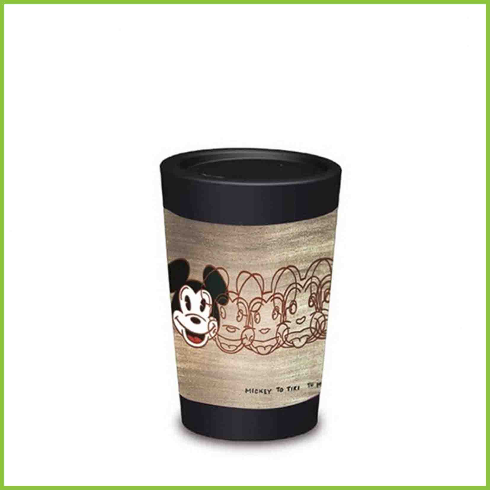 A lightweight reusable cup from CuppaCoffeeCup with a Mickey to Tiki design.