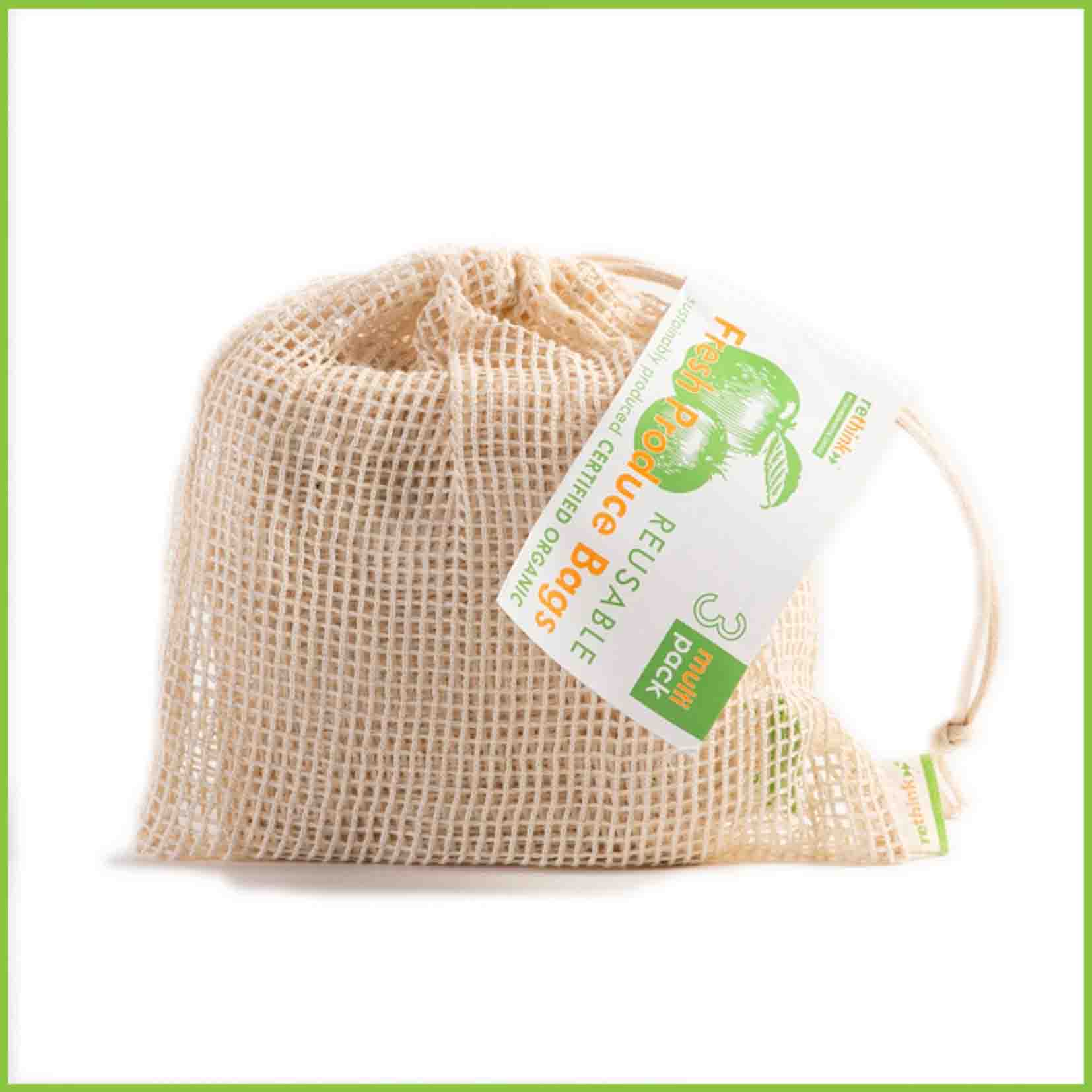 A multi pack of reusable veggie bags from Rethink.