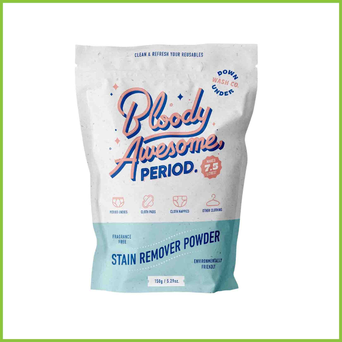 A bag of Bloody Awesome stain remover from the Down Under Wash Co.