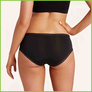 Love Luna Period Underwear in the bikini brief style shown on a model from a rear view