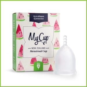 A My Cup menstrual cup in size 0. Suitable for teens.