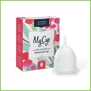 A My Cup menstrual cup in size 2.