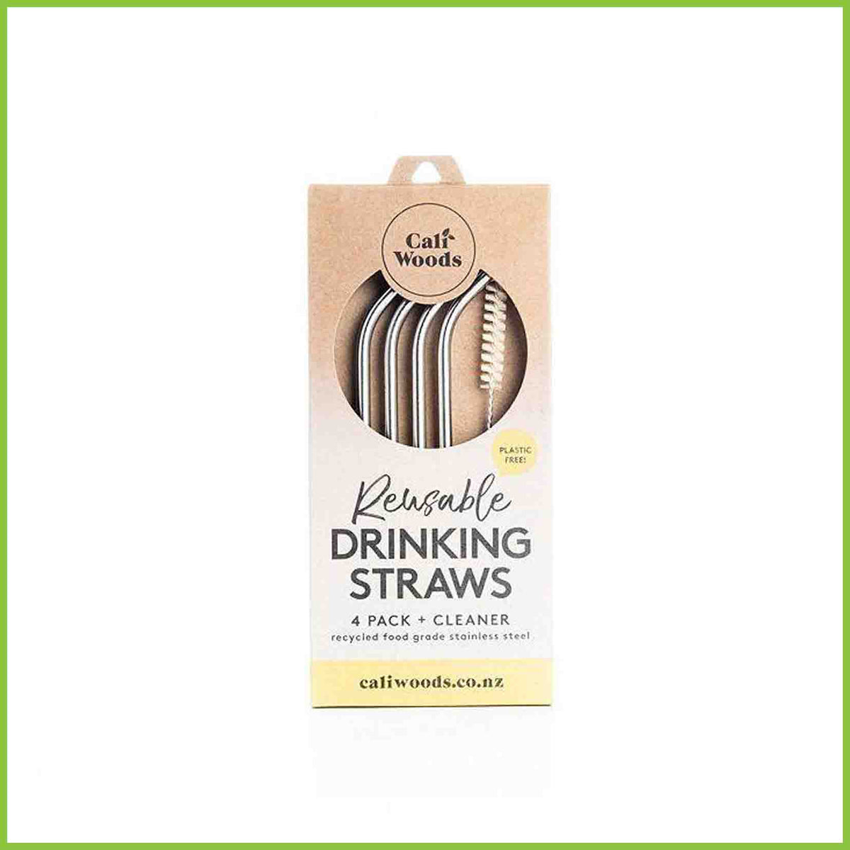Caliwoods drinking straws in their packaging