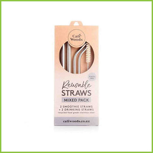 CaliWoods - Stainless Steel Mixed Pack of Straws - Packaged in Box