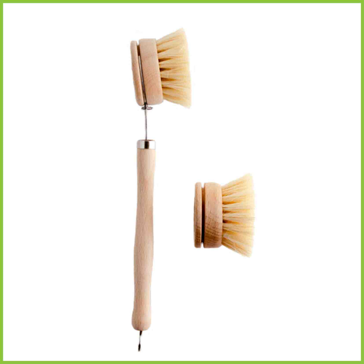 Wooden dish brush with replaceable head